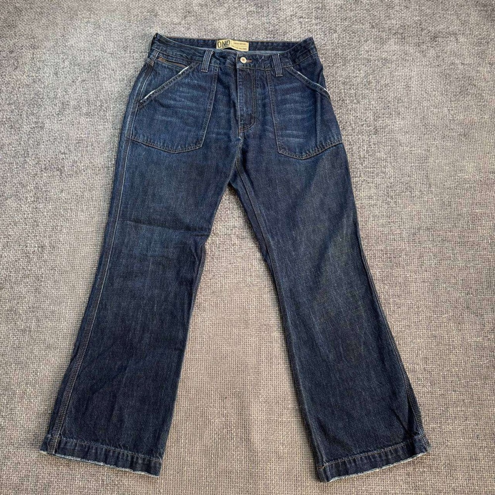 Old Navy OND Low Rise Bootcut Jeans Mens 32x31 Dark Wash Carpenter Pockets Y2K